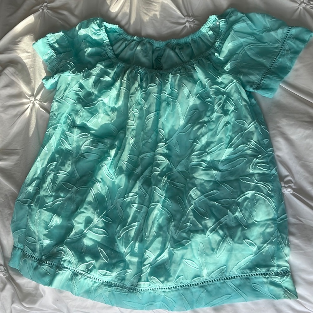 Off shoulder teal blouse